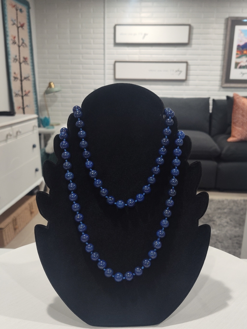 Hand Knotted Blue Lapis Beaded Necklace